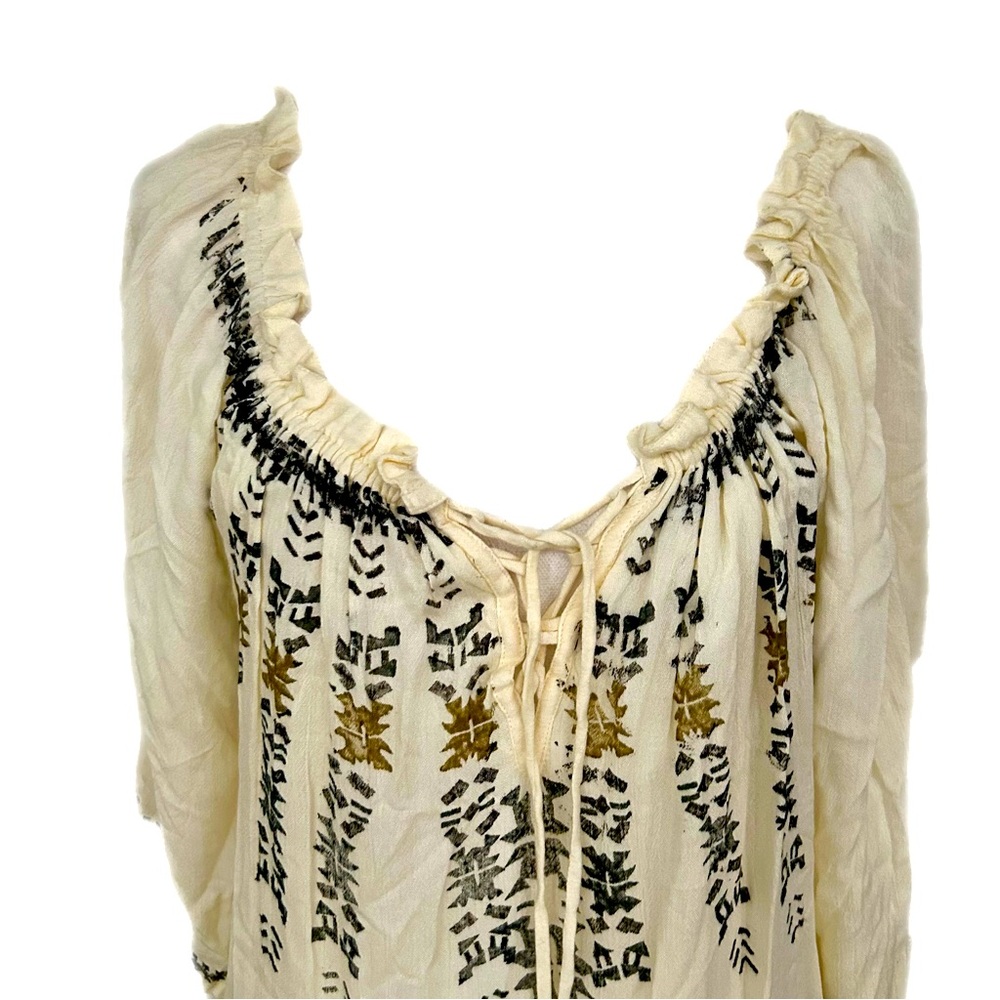 NWT RAGA Antalya Blouse Sugar Cookie Tunic Boho Flowy Tassels Festival Fairy - Picture 5 of 11